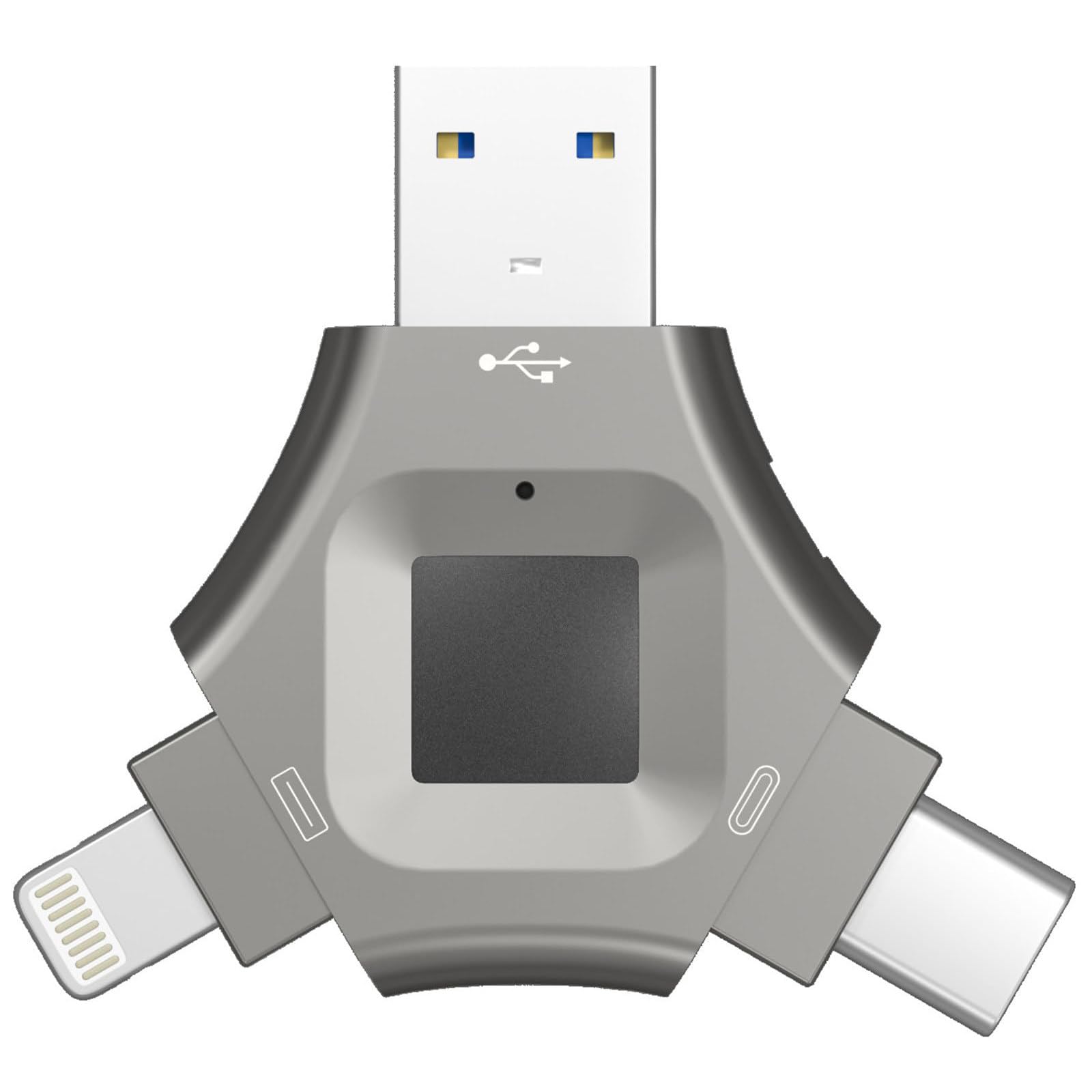 Disco U de huellas dactilares, unidad flash 3 en 1 con cifrado de huellas dactilares, disparar y guardar/copia de seguridad con un clic, transmisión de alta velocidad 64G/128G/256G/512G,64G