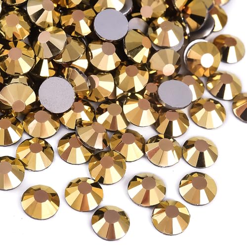 Image of 1440Pieces SS10 /2.7-2.9mm Flat Back Crystal Rhinestones Round Gems for Nail Art,Mine Gold