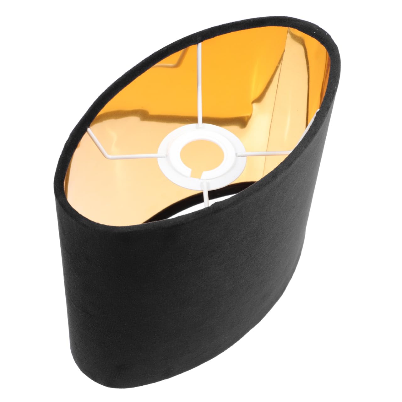 iplusmile Delicada pantalla de lámpara de tela ovalada dorada y negra para lámparas de mesa