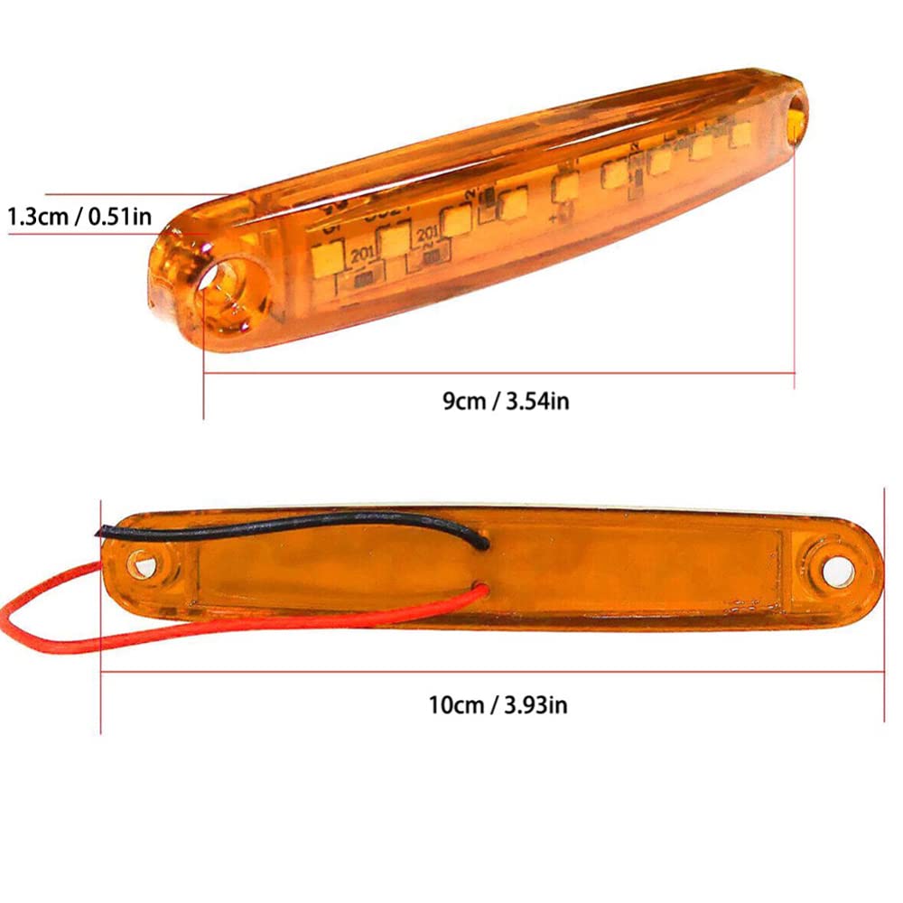 Luz indicadora de marcador lateral LED 9 SMD trasera delantera Señal de freno Luz de advertencia 12-24V para Auto Camper Van Bus Camión Caravana Remolque Blanco Amarillo Rojo Azul Verde Paquete de 30