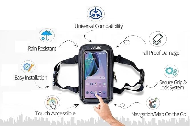 Image of Universal Mobile Holder /Stand /Mount Pouch for Scooters Scooty Activa Jupiter EV's | X1 Model Colour Black