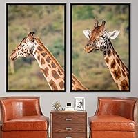2 Piece Framed Canvas Wall Art Giraffes Canvas Prints Home Artwork Decoration for Living Room,Bedroom - 16