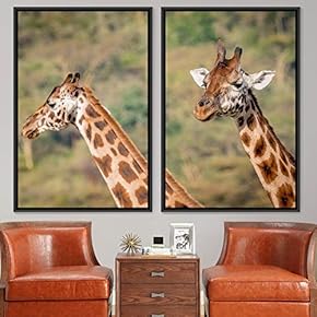 signwin 2 Piece Framed Canvas Wall Art Giraffes...