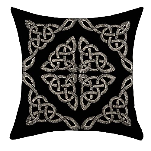 Ayoirisin LAL-1265#34 Throw Pillow Cover Linen Black Celtic Knot Ornate Print Pattern Traditional Ornament Vintage Beauty Frame Design Fashion Decorative Square Pillow Cover 18X18 Inch thumb #1
