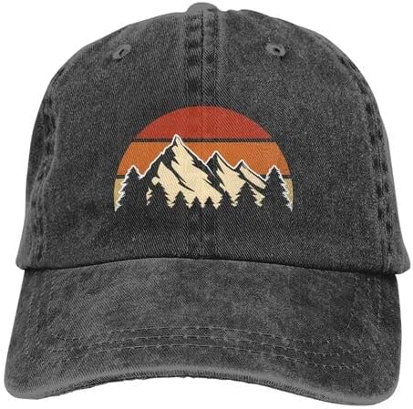 Mountain Hats for Men Black Baseball Cap Women Vintage Adjustable Dad Hat Funny Trucker Hat Summer Washed Cotton