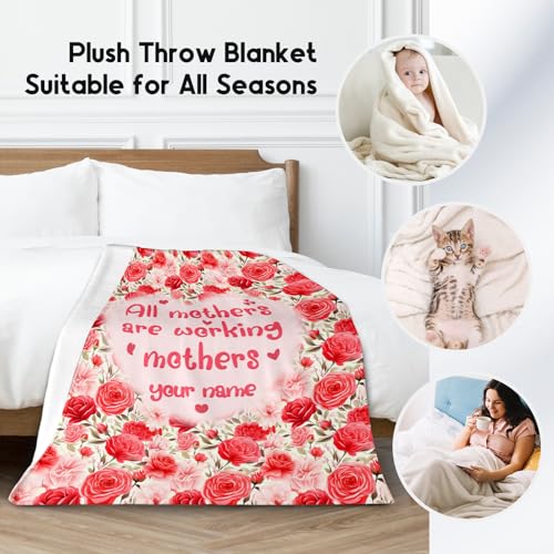 Custom Blanket Gifts for Mom/Wife/Daughter/Sister Name - Pink Blanket to Mom's Gift - Cozy Soft Fleece 30x40 Inch Throw for Festivals Holidays