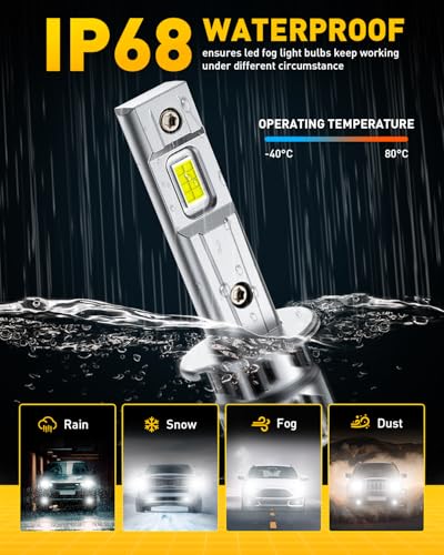 Image of AUXITO H1 /H1ll Bulbs, 10X Brightness 6500K Cool White, Exact Halogen Dimensions, H1 Fog Light Application, No-Modification Plug & Play, Pack of 2