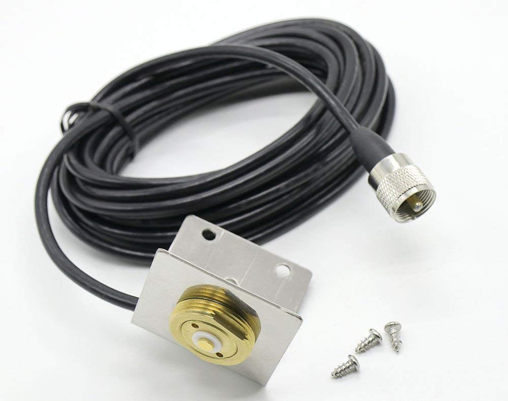 Fumei NMO L Shape Mount Mobile Antenna Bracket NMO to PL-259 Connector (Black)