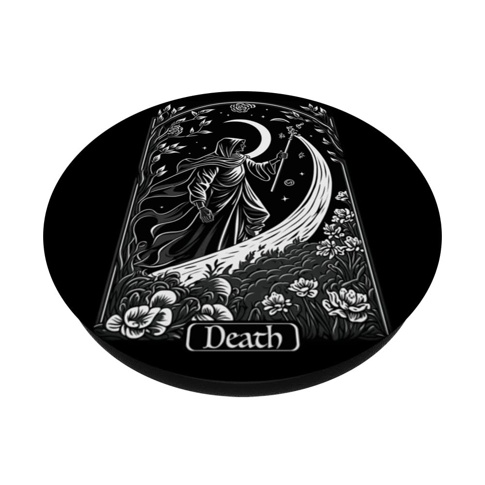 Tarot Card Death Grim Reaper Occult Gothic Witch PopSockets Swappable PopGrip, Black - Image 2