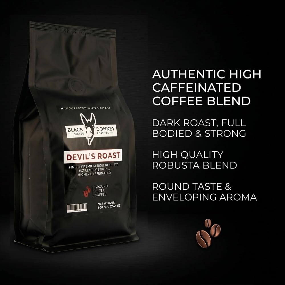 DEVIL'S ROAST | Kawa Mielona (500g) | Mieszanka Robusty | Wysokiej Jakości Robusta z Black Donkey