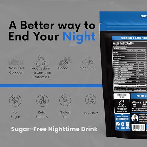 Image of NutriDinner by Nutrillermo | Grass-Fed Collagen Protein Powder | Magnesium, B-Vitamins & Monk Fruit | Sleep, Recovery, and Wellness Supplement |