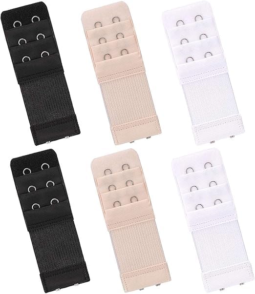 3 Pieces Bra Extenders for Women – 2 Hook Bra Extenders for Women Comfortable Stretchable Bra Extension Straps | Adjustable Back Band Extender for Tight Bras | Black, White & Nude