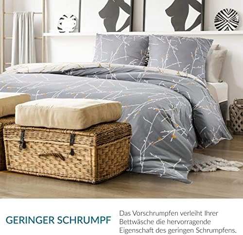 Bedsure Pościel z mikrofibry, 155 x 220 cm, zestaw 3-częściowy: 1 poszewka na kołdrę i 2 poszewki na poduszkę 80 x 80 cm