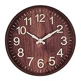 Truosbis Reloj de Pared Minimalista Nórdico de Madera, Sin Mecanismo de Reloj Colgante Redondo, Ideal para Dormitorios, Restaurantes, Comedores Y Más. Reloj de, Madera Oscura, Individual