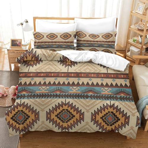 Housse de couette Aztec 3 pièces microfibre 260x220cm avec 2 taies d'oreiller