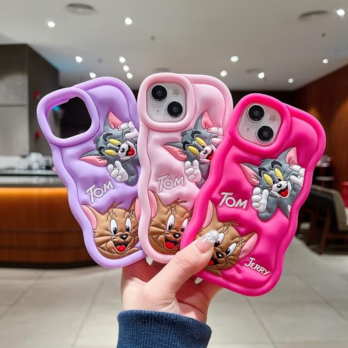 Image of MIDOS Back Cover Compatible with iPhone 15 Plus Soft Silicone 3D Cute Cartoon Full Protective Case for iPhone 15 Plus (Baby Pink)