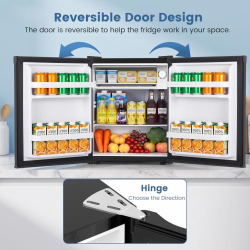 Image of COWSAR 1.3 Cu.Ft Mini Fridge, Reversible Single Door Compact Refrigerator