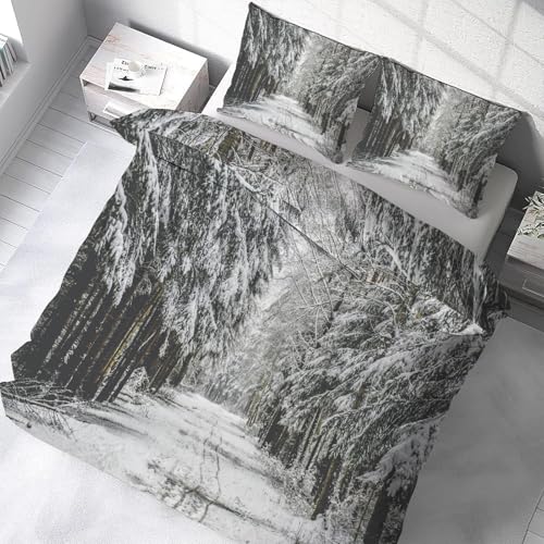 Ensemble de literie 3 pièces forêt enneigée au design texturé haut de gamme