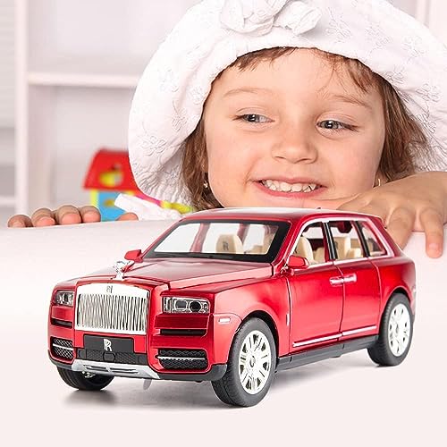 Image of Invite Enterprise 1:24 Rolls Royce Cullinan Diecast Model Metal Pull-Back Car With Sound Light And Opening Doors: A Kids' Toy Vehicle Gift (1:24 Rolls Royce Cullinan - Red)