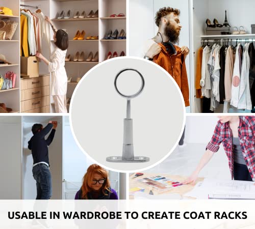 DOJA Barcelona | Supporto per Asta Armadio Rotondo | Ø25mm | 4Pz | Reggitubo Armadio Rotondo per Soffitto | Ganci Appendiabiti Rotondi da Armadio, Barra Appendiabiti, Tenda Doccia, Bastone Tenda - Image 6