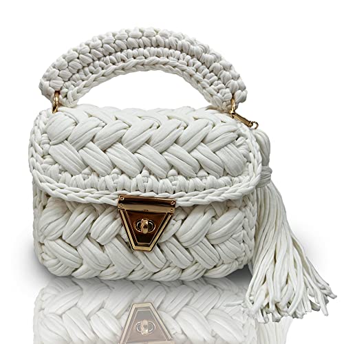 Image of Evening Clutch Bag for Women, Handmade Crochet Wedding Party Purse, Small Flap Formal Crossbody Handbag Evening Clutch