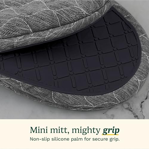 Image of Cuisinart ShieldPro Mini Silicone Oven Mitts, 2-Pack 5.5 inchx8.5 inch, 450F | Non-slip grip on hot cookware, hangs neatly by the stove, cotton lining adds comfort, ambidextrous for smaller hands