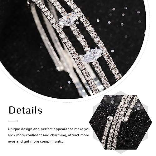 Rhinestone Bangle Bracelets Crystal Layered Cuff Bracelet Sparkle Tennis Stretch Bangles for Women4
