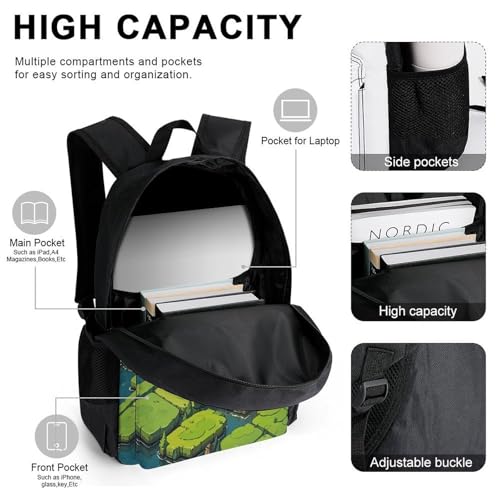 3-in-1 Backpack Combination Set Everglades Academy Print 3Pcs Backpack Sets Travel Daypack with Lunch Bag And Cosmetic Bag4