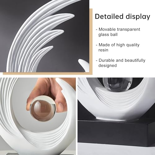 Octdays Modern White Sculptures Home Decor - Resin Abstract Art Statue Centerpiece for Living Room Table Decorations, Bookshelf Dining Room Office TV Stand Decoration (White-B) - Image 6