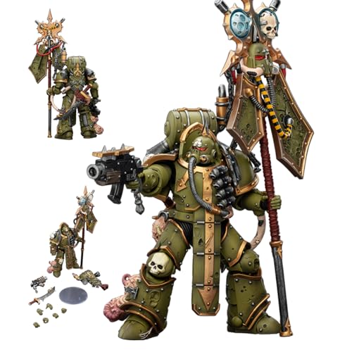 Image of JOYTOY Warhammer 40K 1 /18 Action Figure 15+,Death Guard, Plague Marine Icon Bearer with Boltgun and Plague Knife 4.80 inch Collection Model Birthday Gifts JT02915