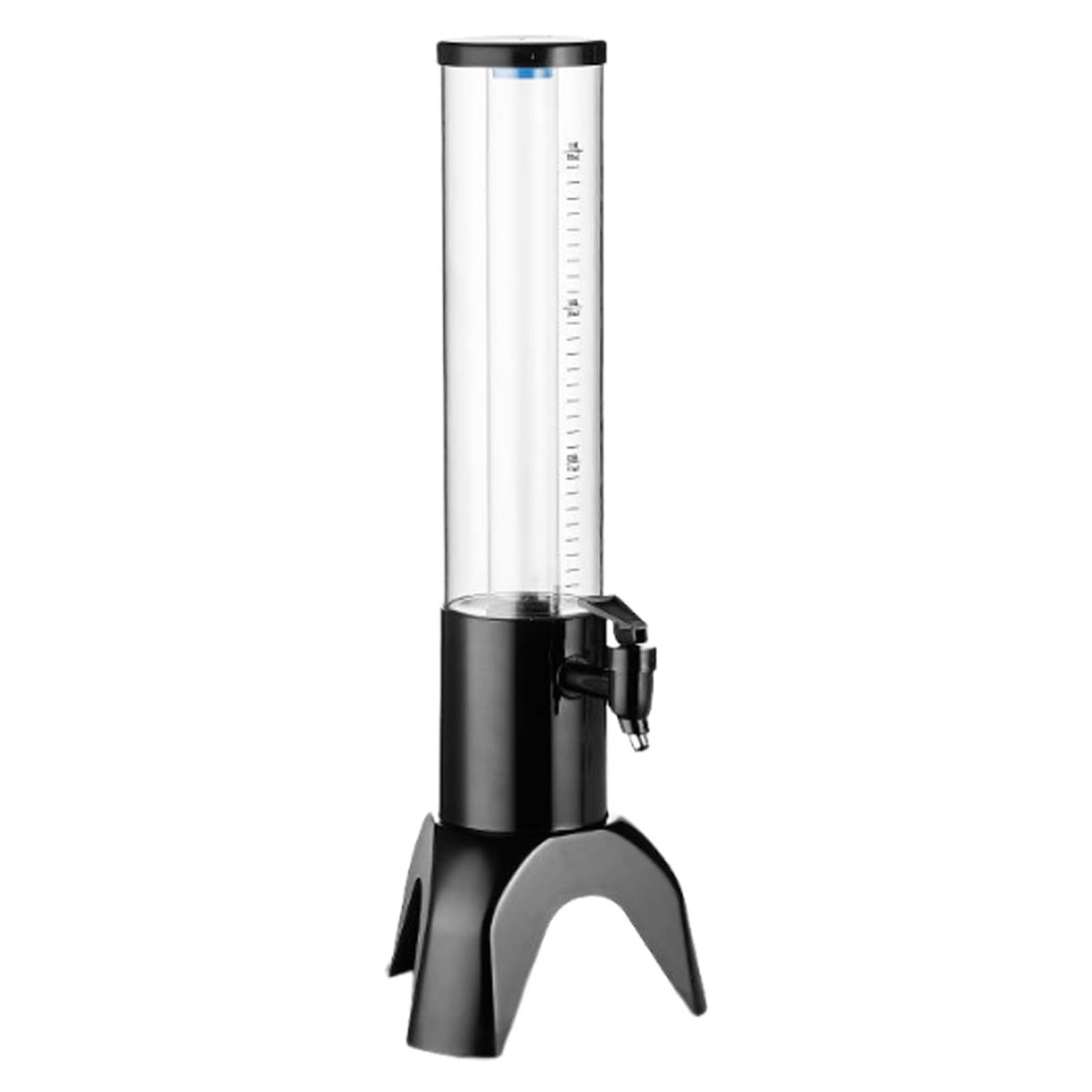 Gralara ​Torre Dispensador de Cerveza y Bebidas Frías – Base Triangular Estable con Tubo Refrigerante –Transparente para Bares, Fiestas y Exteriores, Negro, 1.5l