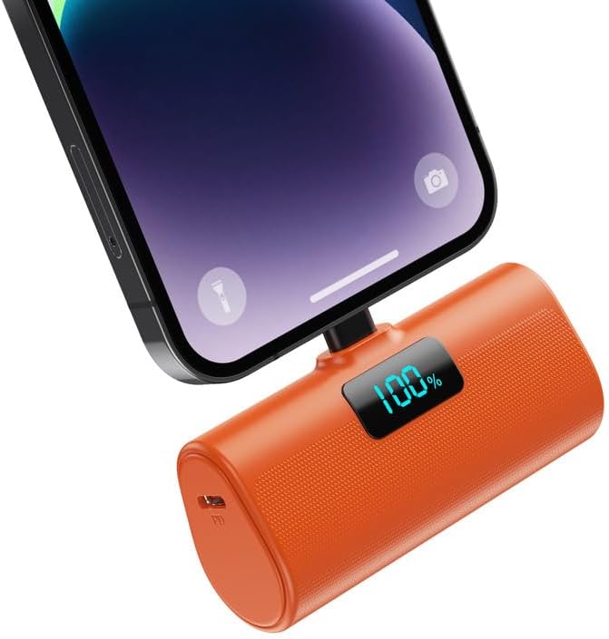 Cargador portátil pequeño para iPhone, mini banco de energía con certificación MFi de 5200 mAh, cargador portátil de carga rápida PD de 20 W,