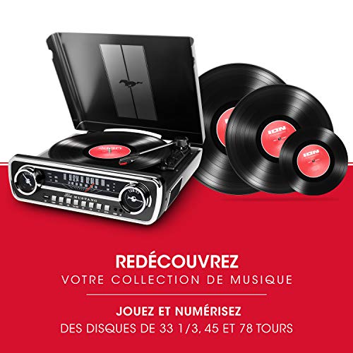 ION Audio Mustang LP – Chaîne Hi-Fi Rétro Ford Mustang 4-en-1 avec Platine Vinyle, Radio, Port USB et Prise AUX, ainsi… - Les Beatles, Paul McCartney, John Lennon, RIngo Starr, George Harrison ION Audio Mustang LP - Chaîne Hi-Fi Rétro Ford Mustang 4-en-1 avec Platine Vinyle, Radio, Port USB et Prise AUX, ainsi… – Image 4