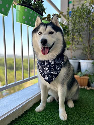 Image of That Dog In Tuxedo Tdit XDc Justice League Reversible Dog Bandana With Adjustable Dog Collar (Size X-Large, Black)