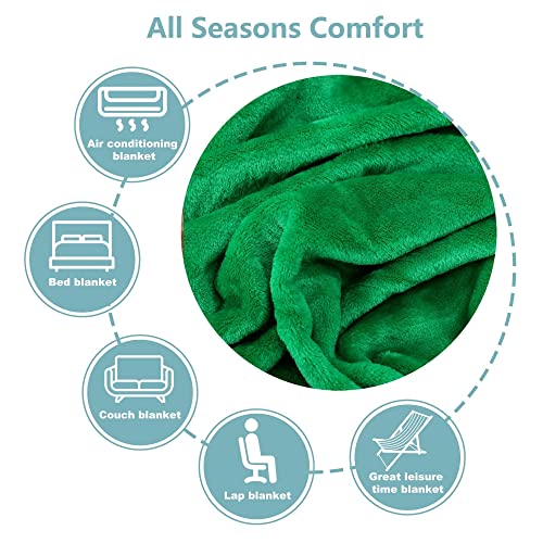 Image of NANPIPER Fleece Blankets Super Soft Flannel King Size Blanket for Bed Luxury Cozy Microfiber Plush Fuzzy Blanket,Emerald Green