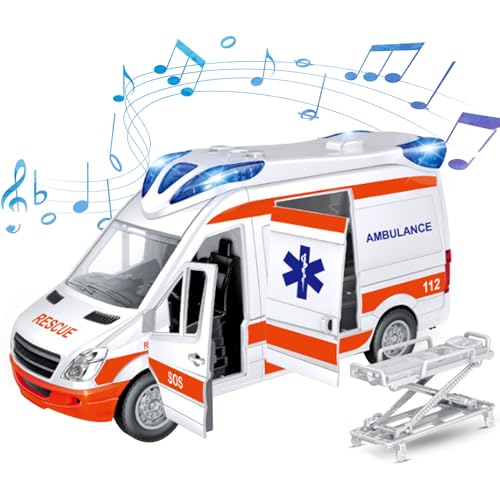 Ambulance jouet 5 portes ouvertes à rétrofriction avec gyrophares sonores
