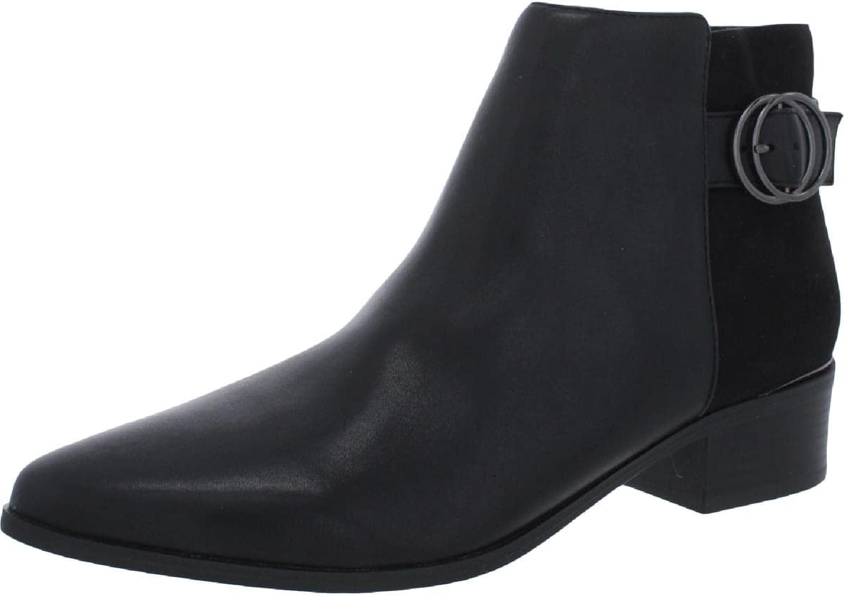 Alfani Womens Olalla Faux Leather Pointed Toe Ankle Boots Black 8.5 Medium (B,M)