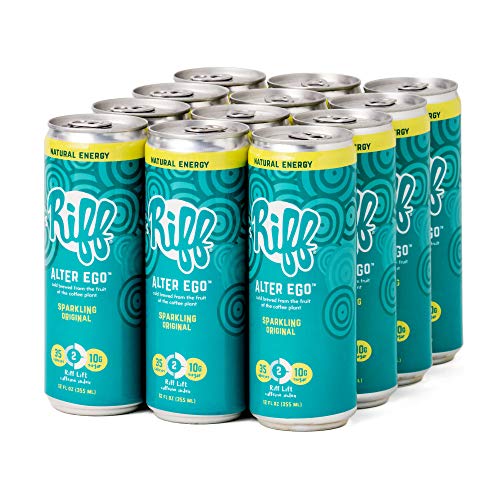 RIFF Alter Ego, Sparkling Original | All Natural Energy Drink, brewed from the Fruit of the Coffee Plant, Healthy Alternative, Low Sugar, Low Calorie, Naturally Caffeinated, Shelf-Stable