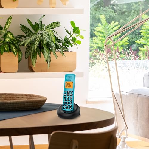 Teléfono inalámbrico DECT Alcatel E260 compacto con manos libres y pantalla, color azul 2