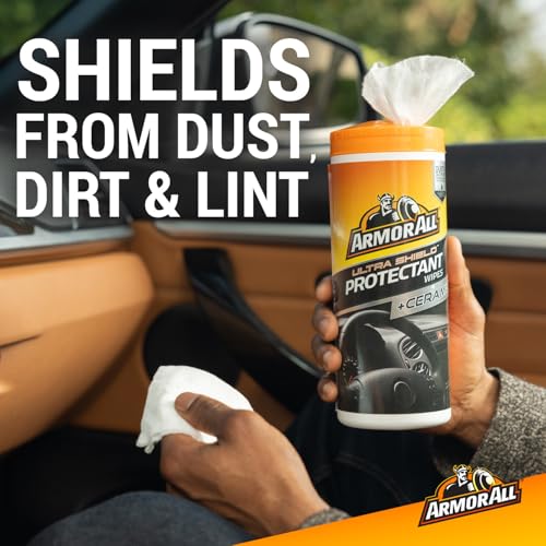 Armor All Ultra Shield + Ceramic Car Interior Protectant Wipes 24pk, 5-in-1 Dashboard Cleaner with UV Protection, Premium Interior Car Cleaner, Dust & Stain Repellent Technology with Ceramic Coating