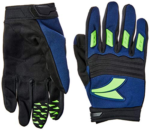 Luva para Motociclista Dedo Longo Tam. P Material Emborrachado e Couro Azul/ Preto Atrio - MT036