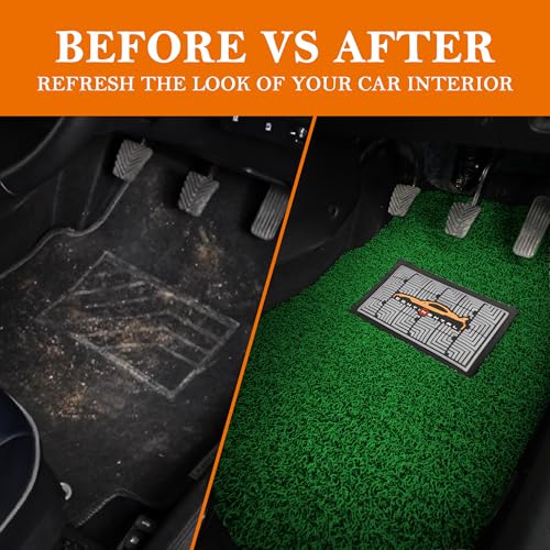Image of CONTINENTAL [Duramat Curly] Universal Single Driver Side Car Mat only - Premium Waterproof PVC Cushions Car Floor Mat for All Cars (Green & Black)