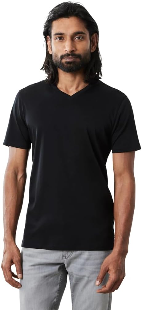 Robert Barakett V Neck Short Sleeve Pima Cotton Casual Solid Mens T Shirt - Image 2