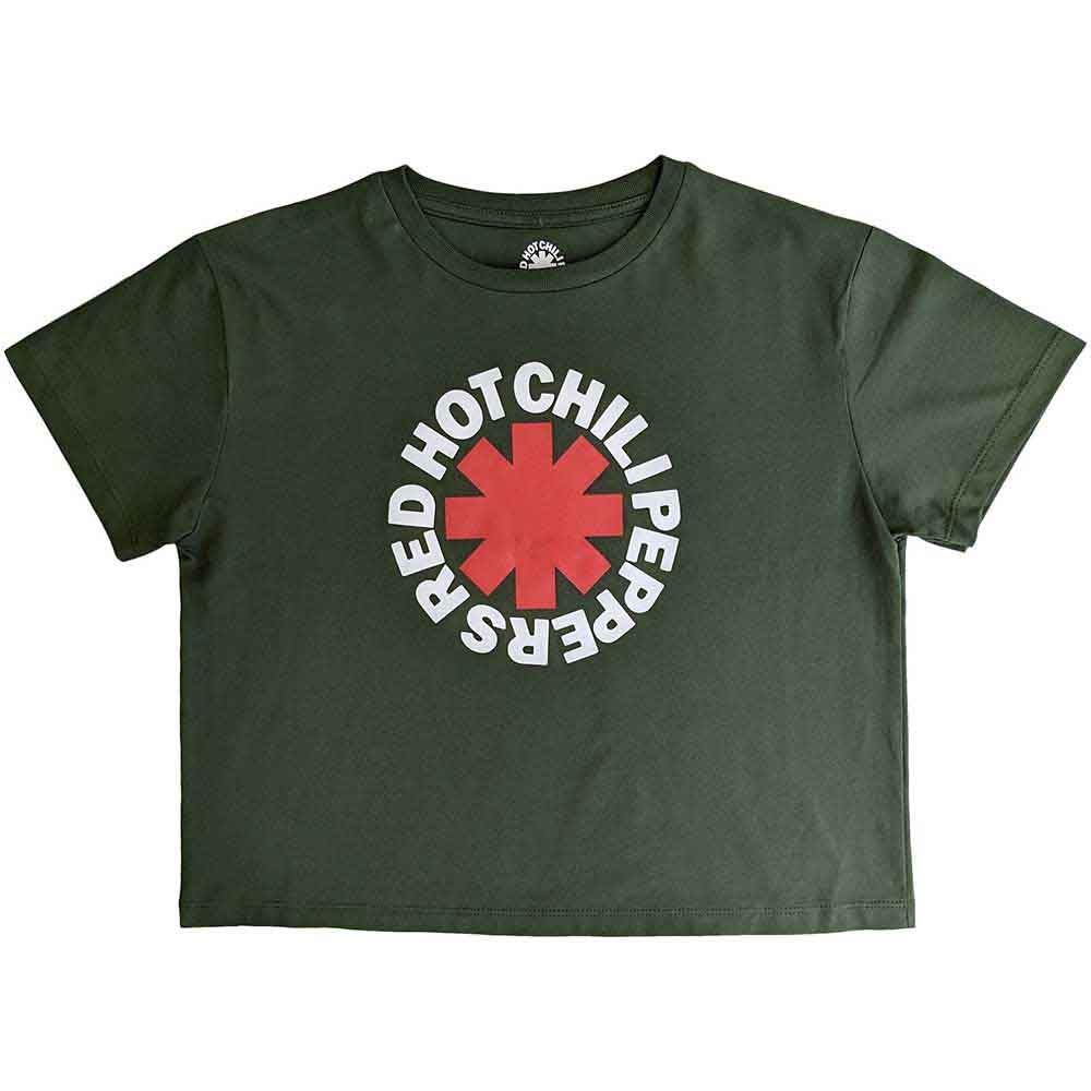Red Hot Chili Peppers Crop Top T Shirt Classic Asterisk Official Womens Green XXL