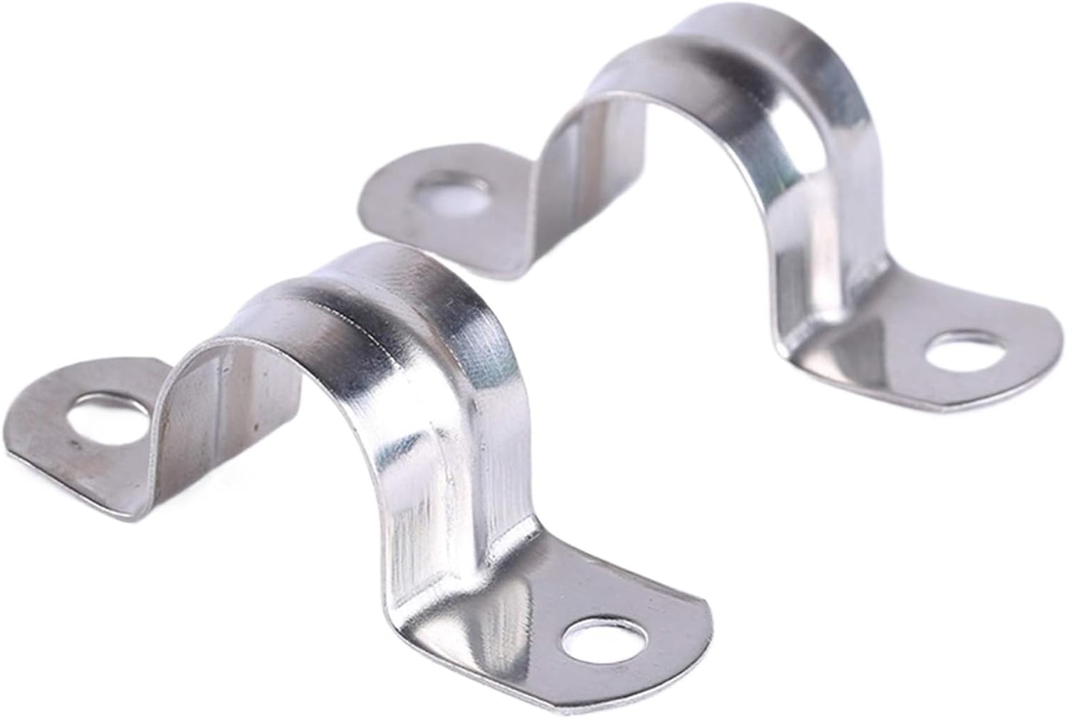 Stainless Steel Conduit Clamps 210pcs U Shape Pipe Clamps Stainless Steel Two Hole Strap Conduit Tube Clip Water 2-hole Clamp