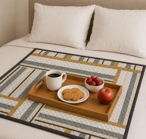 Image of Homerz Premium Reversible Bed Server | 30x30 Inch Quilted Waterproof Fabric | Foldable Dining Mat for Bed, Sofa & Floor Use (Bloom, 30x30)
