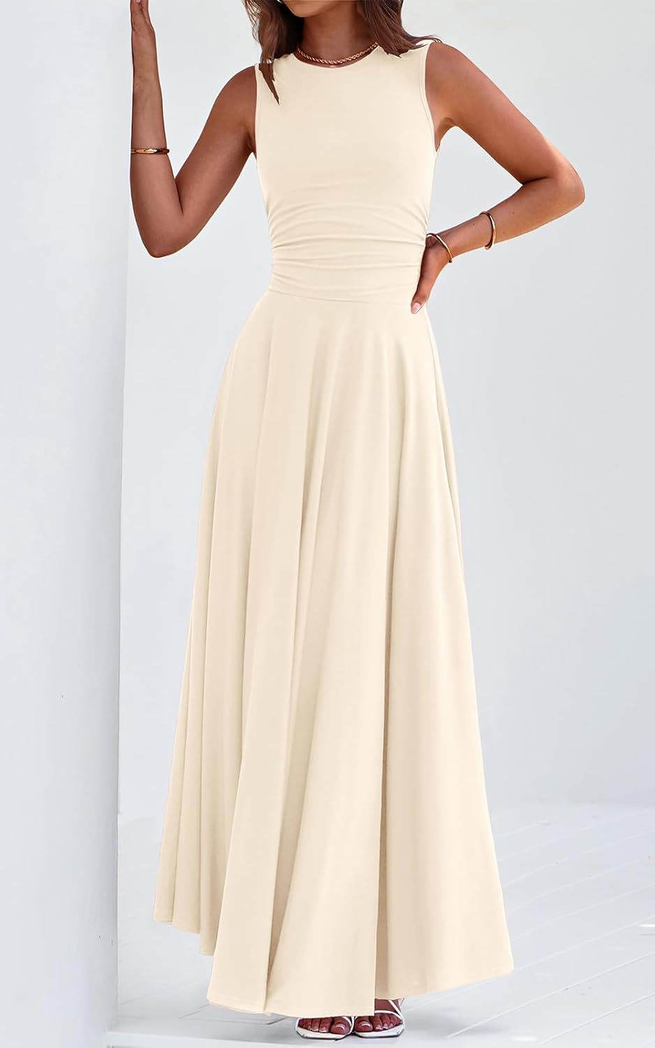 PRETTYGARDEN Womens Spring Dresses 2026 Casual Sleeveless Crewneck Aline Maxi Dress Stretch Tank Flowy Long Dresses - Image 2