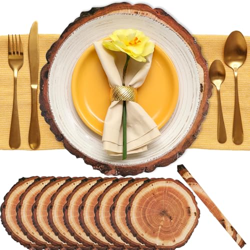 Lot de 120 sets de table ronds rustiques en papier imprimé bois de 30 cm pour dîner de famille, anniversaire, mariage, fête à thème campagnard vintage
