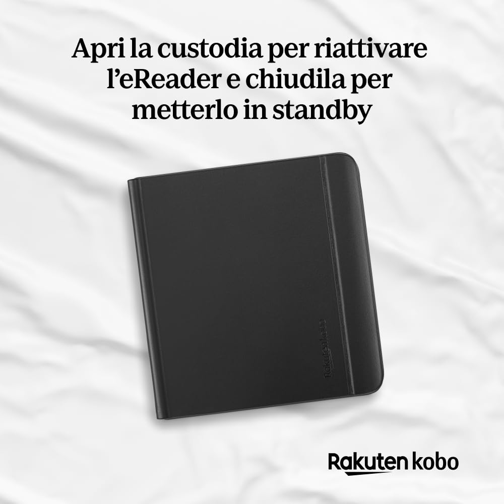 Custodia Notebook SleepCover per Kobo Libra Colour – Nero | Tecnologia Standby/Risveglio | Supporto integrato con 2 orientamenti | Pelle sintetica | Compatibile con eReader