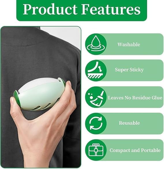 The Paw Story Portable Mini Cleaning Roller for Pet Hair, Dust, Crumbs, and Dandruff, Washable Sticky Roller with High Viscosity, Mint Green 3